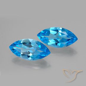 Gemas de Topacio Azul Suizo natural de 8.87 ct, Marquesa, VVS