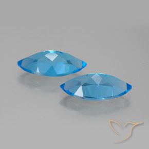 Gemas de Topacio Azul Suizo natural de 8.87 ct, Marquesa, VVS