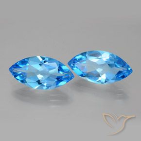 Gemas de Topacio Azul Suizo natural de 7.87 ct, Marquesa, VVS-VS