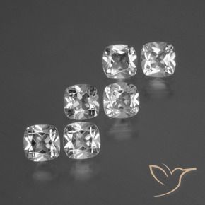 Gemas de Topacio Blanco claro natural de 3.07 ct, Forma Cojín, VVS-VS