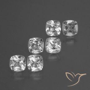 Gemas de Topacio Blanco claro natural de 2.92 ct, Forma Cojín, VVS-VS