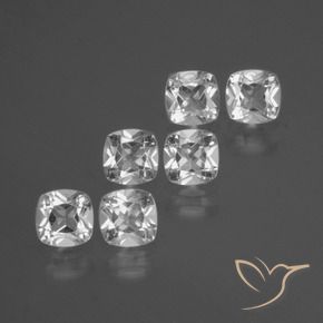 Gemas de Topacio Blanco claro natural de 2.97 ct, Forma Cojín, VVS-VS