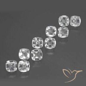 Gemas de Topacio Blanco claro natural de 4.17 ct, Forma Cojín, VVS-VS