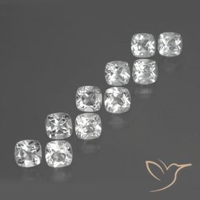Gemas de Topacio Blanco natural de 5.27 ct, Forma Cojín, VVS-VS