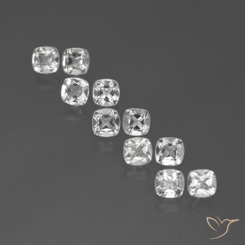 Gemas de Topacio Blanco natural de 4.66 ct, Forma Cojín, VVS-VS
