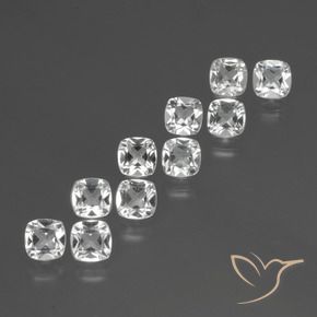 Gemas de Topacio Blanco natural de 4.69 ct, Forma Cojín, VVS-VS