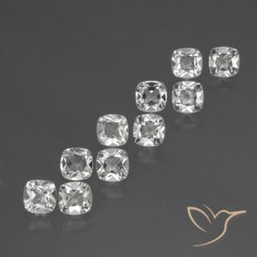 Gemas de Topacio Blanco natural de 4.79 ct, Forma Cojín, VVS-VS