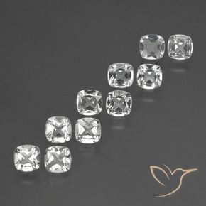 Gemas de Topacio Blanco claro natural de 4.48 ct, Forma Cojín, VVS-VS