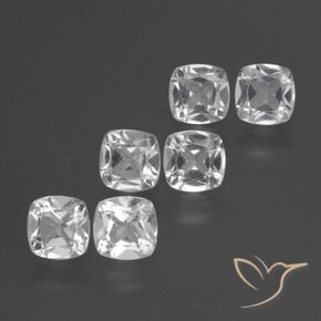 Gemas de Topacio Blanco claro natural de 2.79 ct, Forma Cojín, VVS-VS