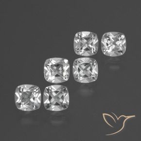 Gemas de Topacio Blanco claro natural de 2.92 ct, Forma Cojín, VVS-VS