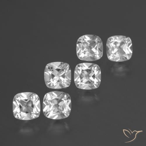 Gemas de Topacio Blanco natural de 3.11 ct, Forma Cojín, VVS-VS