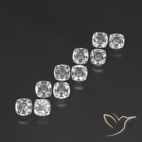 Gemas de Topacio Blanco claro natural de 4.47 ct, Forma Cojín, VVS-VS