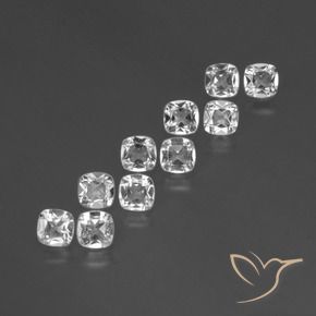 Gemas de Topacio Blanco claro natural de 4.51 ct, Forma Cojín, VVS-VS