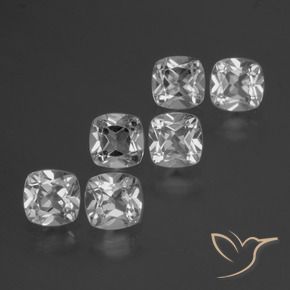 Gemas de Topacio Blanco claro natural de 3.06 ct, Forma Cojín, VVS-VS
