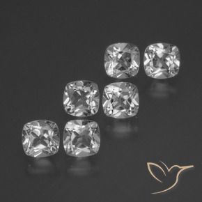 Gemas de Topacio Blanco claro natural de 3.33 ct, Forma Cojín, VVS-VS