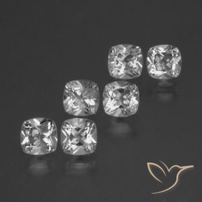 Gemas de Topacio Blanco claro natural de 3.19 ct, Forma Cojín, VVS-VS