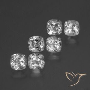 Gemas de Topacio Blanco claro natural de 3.29 ct, Forma Cojín, VVS-VS