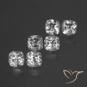 Gemas de Topacio Blanco claro natural de 3.11 ct, Forma Cojín, VVS-VS