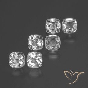 Gemas de Topacio Blanco claro natural de 2.81 ct, Forma Cojín, VVS-VS