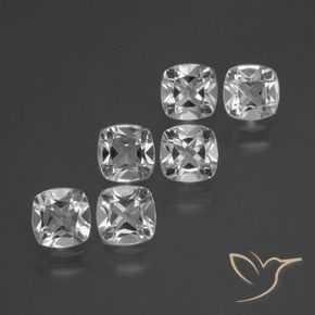 Gemas de Topacio Blanco claro natural de 2.88 ct, Forma Cojín, VVS-VS