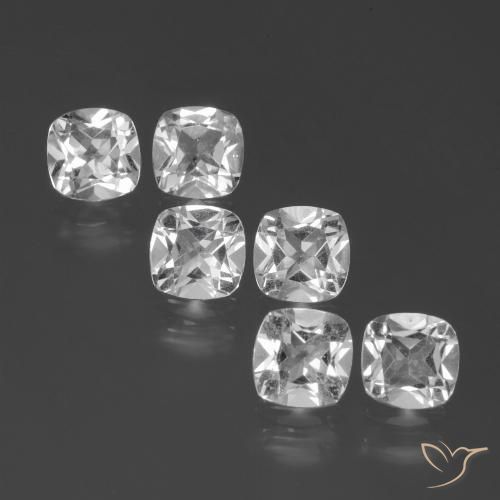 Gemas de Topacio Blanco claro natural de 2.86 ct, Forma Cojín, VVS-VS