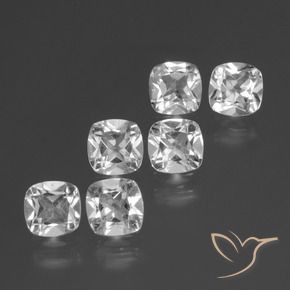 Gemas de Topacio Blanco claro natural de 2.86 ct, Forma Cojín, VVS-VS