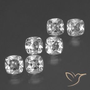 Gemas de Topacio Blanco claro natural de 2.95 ct, Forma Cojín, VVS-VS