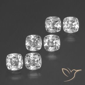 Gemas de Topacio Blanco claro natural de 2.96 ct, Forma Cojín, VVS-VS