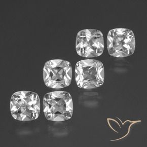 Gemas de Topacio Blanco claro natural de 3.08 ct, Forma Cojín, VVS-VS