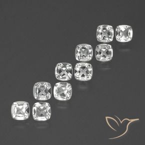 Gemas de Topacio Blanco claro natural de 4.47 ct, Forma Cojín, VVS-VS