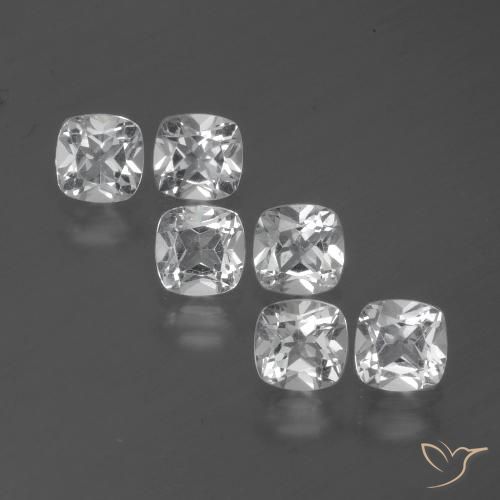 Gemas de topacio blanco natural de 3,03 ct, corte cojín, VVS-VS