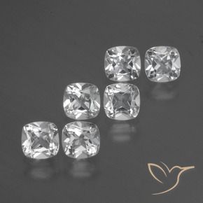 Gemas de topacio blanco natural de 3,03 ct, corte cojín, VVS-VS