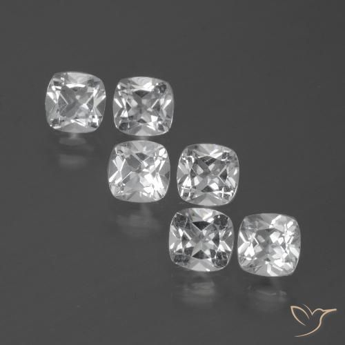 3.12ctw Natural Blanco claro Topacio, Forma Cojín, VVS-VS