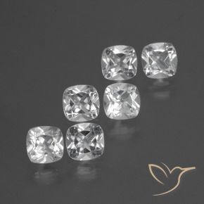 Gemas de Topacio Blanco claro natural de 3.12 ct, Forma Cojín, VVS-VS