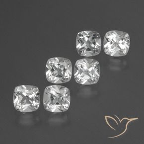 Gemas de Topacio Blanco claro natural de 3.04 ct, Forma Cojín, VVS-VS