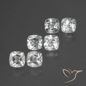Gemas de Topacio Blanco claro natural de 2.84 ct, Forma Cojín, VVS-VS