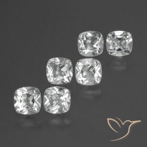 Gemas de Topacio Blanco claro natural de 3.03 ct, Forma Cojín, VVS-VS