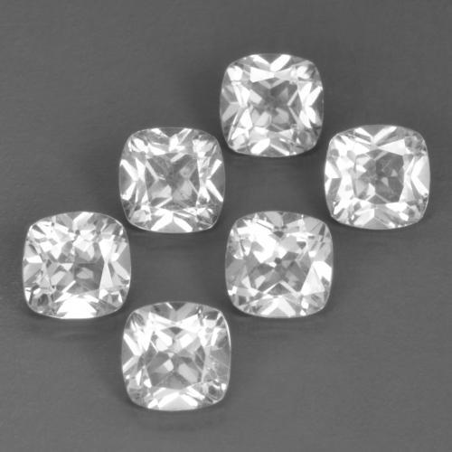 Gemas de topacio blanco natural de 3,38 ct, corte cojín, VVS-VS