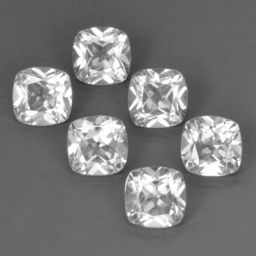 Gemas de topacio blanco natural de 3,38 ct, corte cojín, VVS-VS