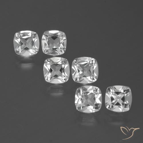 2.95ctw Natural Blanco claro Topacio, Forma Cojín, VVS-VS
