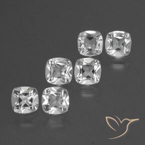 Gemas de Topacio Blanco claro natural de 2.95 ct, Forma Cojín, VVS-VS