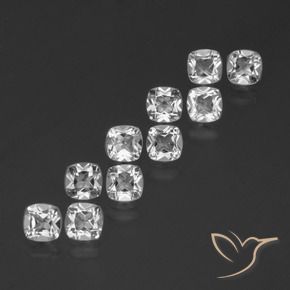 Gemas de Topacio Blanco claro natural de 4.63 ct, Forma Cojín, VVS-VS