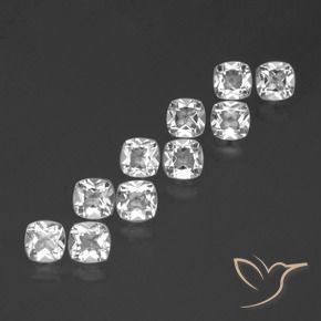 Gemas de Topacio Blanco claro natural de 4.31 ct, Forma Cojín, VVS-VS