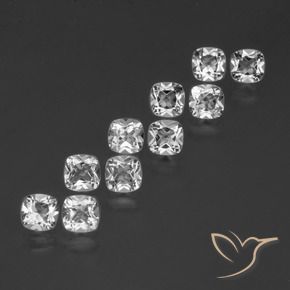 Gemas de Topacio Blanco claro natural de 4.77 ct, Forma Cojín, VVS-VS