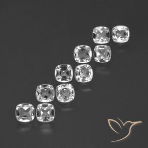 Gemas de Topacio Blanco claro natural de 4.83 ct, Forma Cojín, VVS-VS