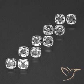Gemas de Topacio Blanco claro natural de 4.60 ct, Forma Cojín, VVS-VS