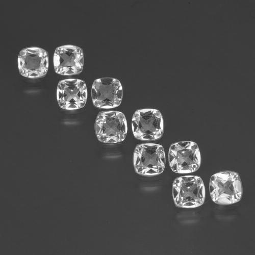 Gemas de topacio blanco claro natural de 4,71 ct, corte cojín, VVS-VS