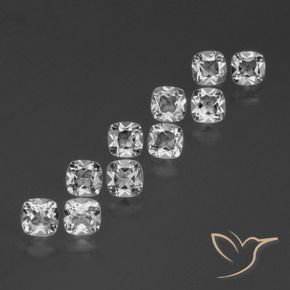 Gemas de Topacio Blanco claro natural de 4.78 ct, Forma Cojín, VVS-VS