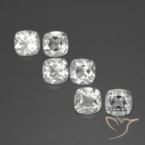 Gemas de Topacio Blanco natural de 3.15 ct, Forma Cojín, VVS-VS