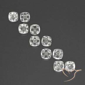 Gemas de Topacio Blanco natural de 4.43 ct, Forma Cojín, VVS-VS